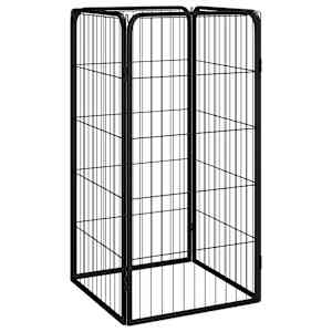 vidaXL koera m&auml;nguaedik 4 paneeli must 50x100 cm, pulberv&auml;rvitud teras