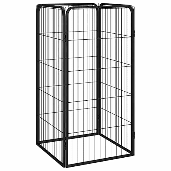 vidaXL koera m&auml;nguaedik 4 paneeli must 50x100 cm, pulberv&auml;rvitud teras