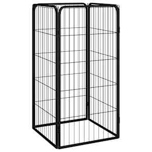 Pasja ograda 4 paneli črna 50x100 cm jeklo s prašnim premazom