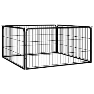 vidaXL koera m&auml;nguaedik 4 paneeli must 100x50 cm pulberv&auml;rvitud teras