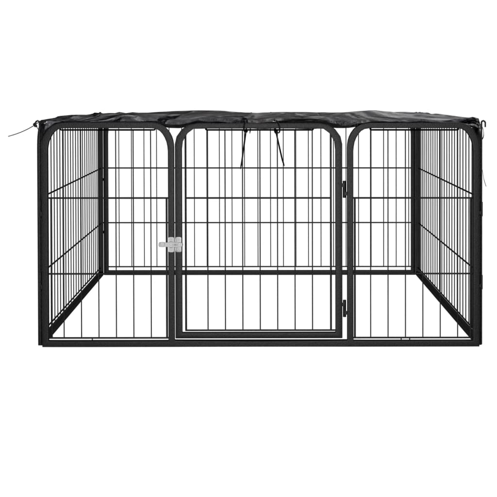 vidaXL Padoc pentru câini cu 4 panouri, negru, 100x50 cm, oțel
