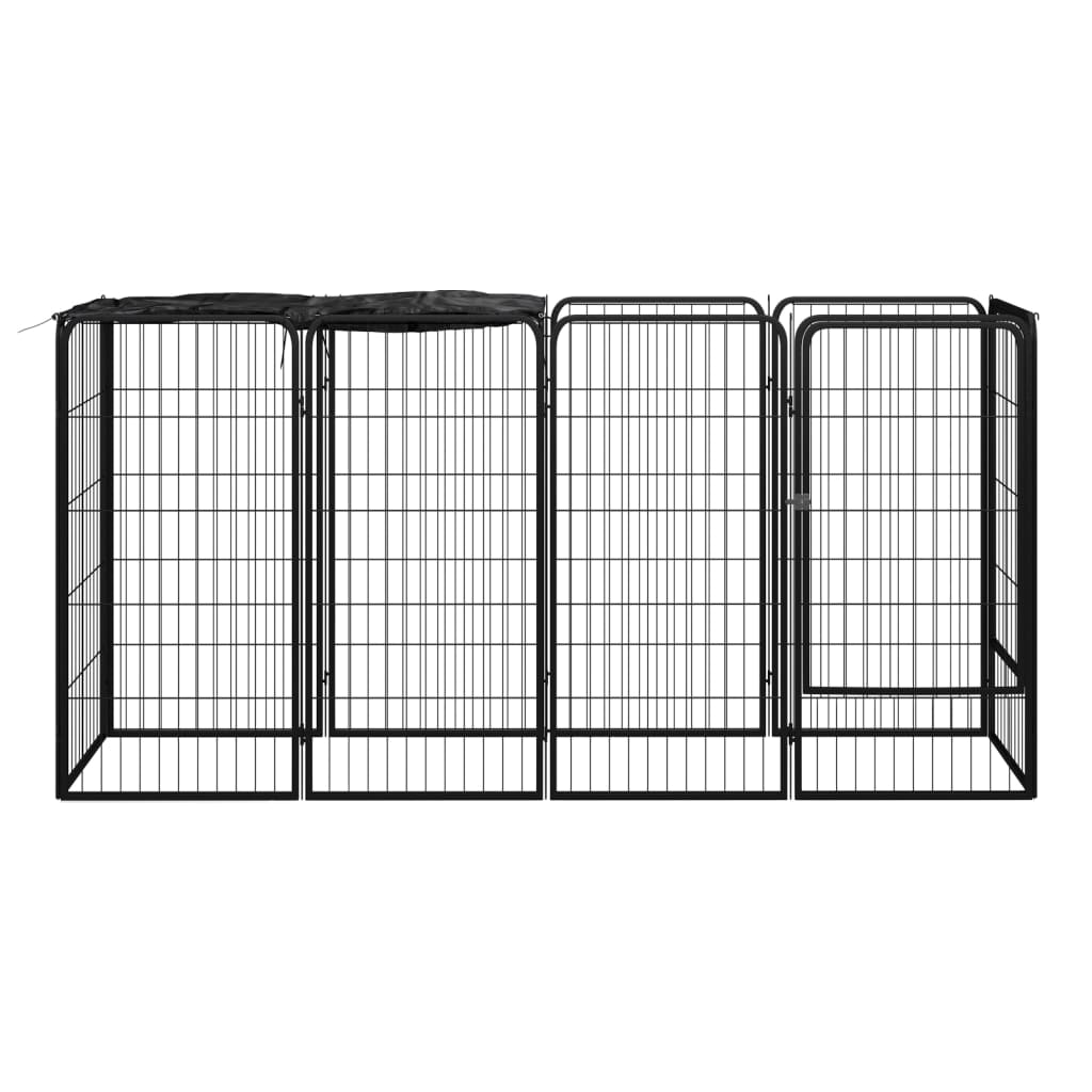 vidaXL Hondenkennel 10 panelen 50 x 100 cm gepoedercoat staal zwart afbeelding