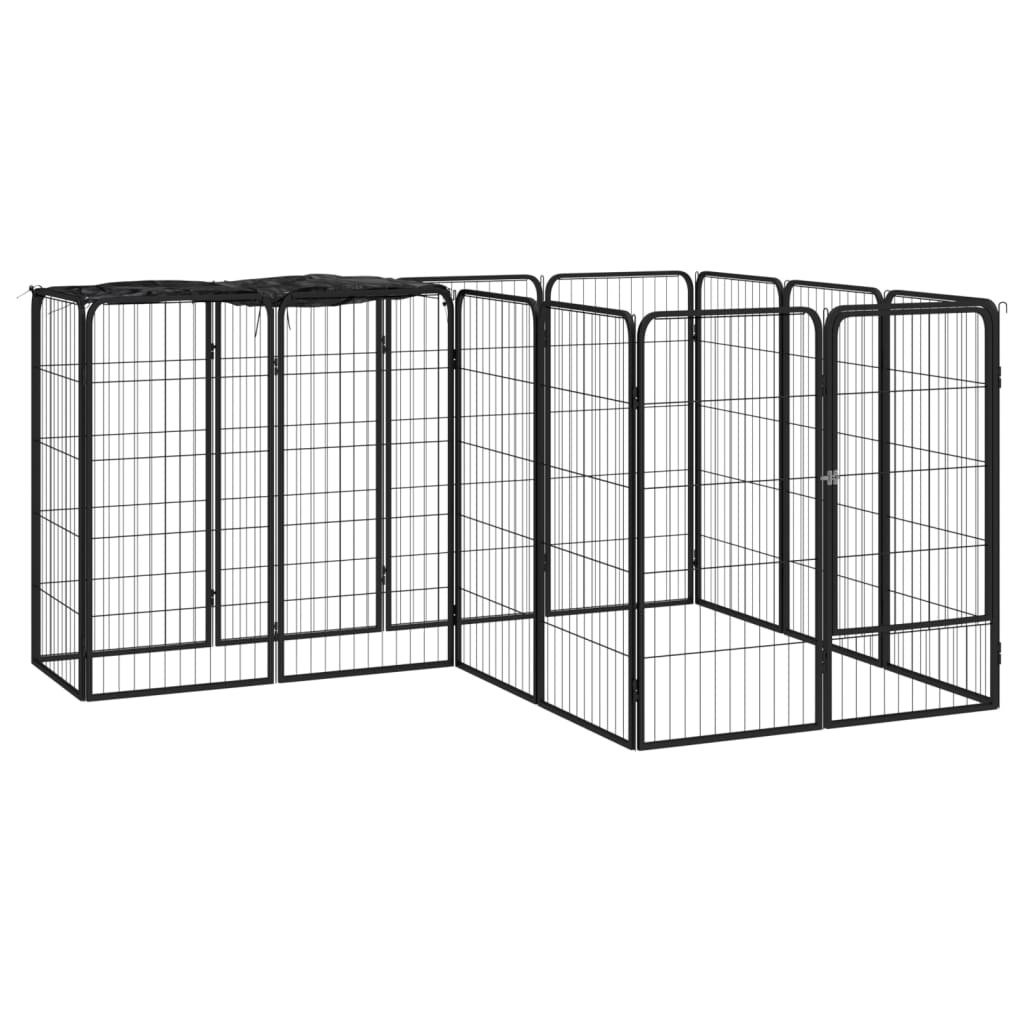 vidaXL 14-panels hundegård 50x100 cm pulverlakeret stål sort