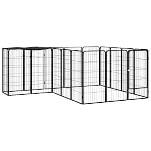 18panelová ohrádka pro psy černá 50 x 100 cm práškovaná ocel - obrázek 1