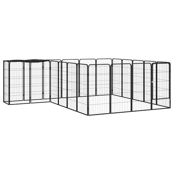 vidaXL 22 paneeliga koera m&auml;nguaed must 50x100 cm pulberv&auml;rvitud teras
