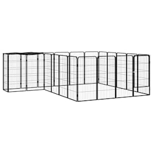 Pasja ograda z 22 paneli črna 50x100 cm prašno barvano jeklo