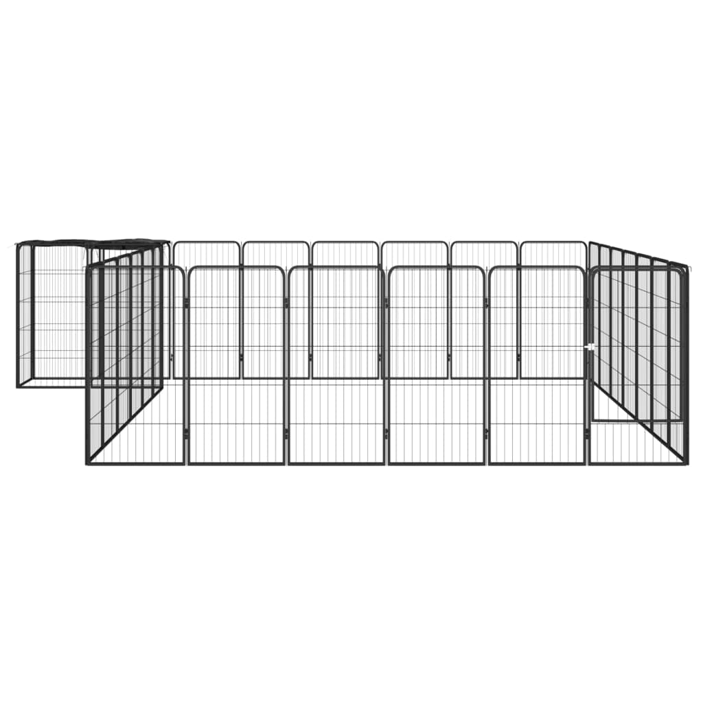 vidaXL Hondenkennel 30 panelen 50 x 100 cm gepoedercoat staal zwart afbeelding