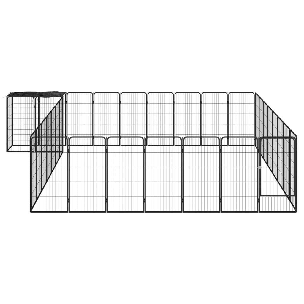 vidaXL Hondenkennel 34 panelen 50x100 cm gepoedercoat staal zwart afbeelding