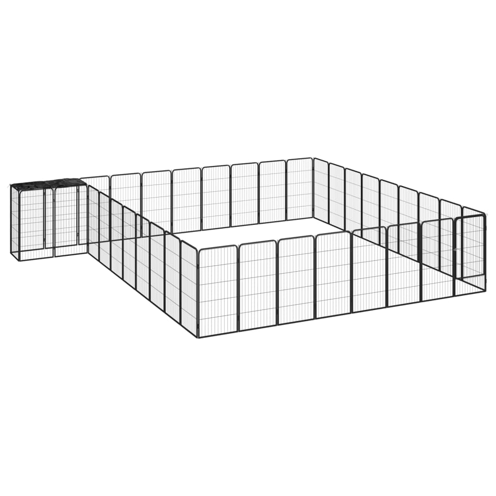 vidaXL 38-panels hundegård 50x100 cm pulverlakeret stål sort