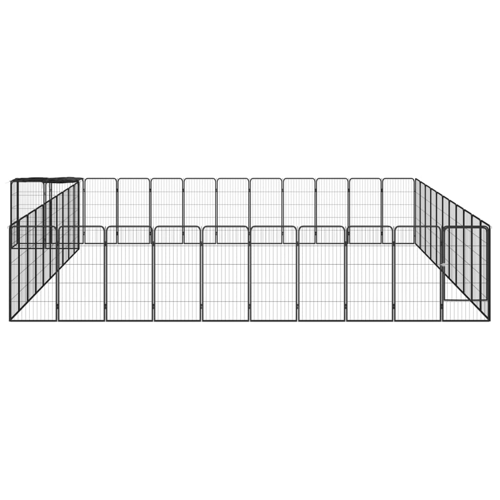 vidaXL Hondenkennel 46 panelen 50x100 cm gepoedercoat staal zwart afbeelding