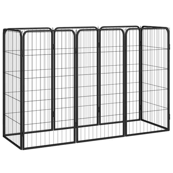 vidaXL 8 paneeliga koera m&auml;nguaed must 50x100 cm pulberv&auml;rvitud teras