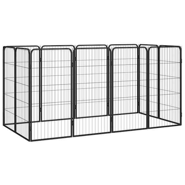 vidaXL 12 paneeliga koera m&auml;nguaed must 50x100 cm pulberv&auml;rvitud teras
