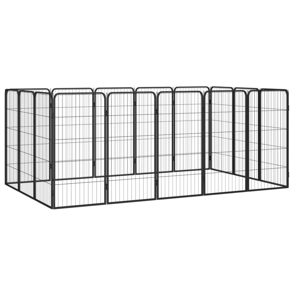 #3 - vidaXL 16-panels hundegård 50x100 cm pulverlakeret stål sort