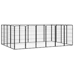 Pasja ograda z 20 paneli črna 50x100 cm prašno barvano jeklo