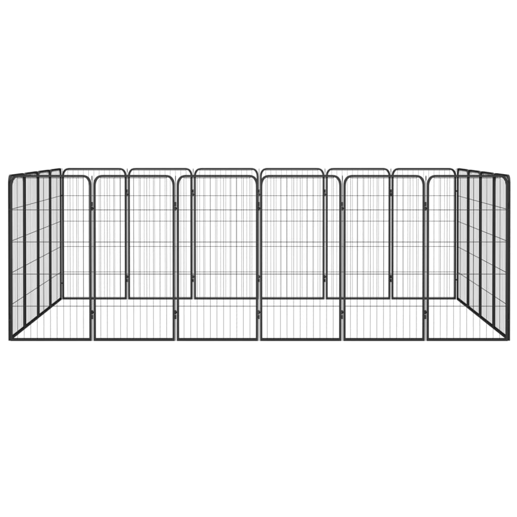 vidaXL Hondenkennel 20 panelen 50 x 100 cm gepoedercoat staal zwart afbeelding