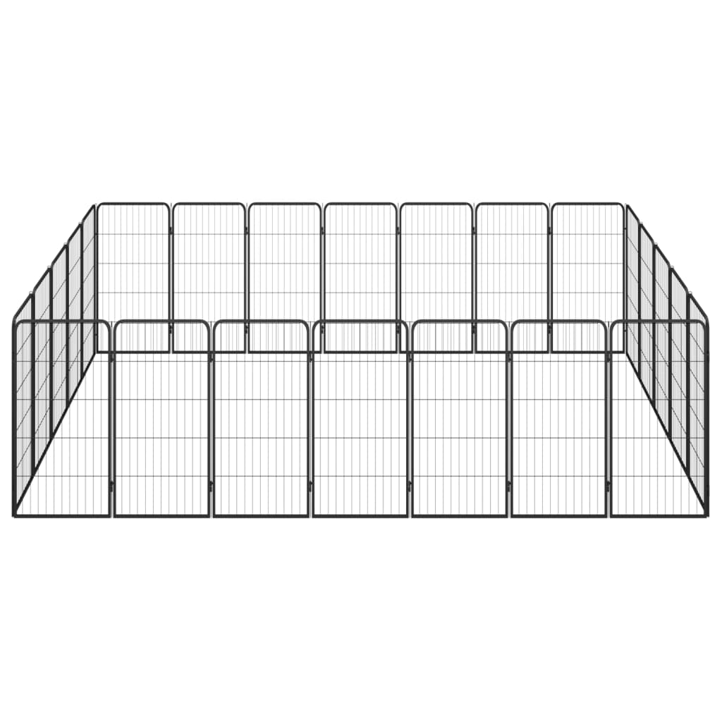 vidaXL Hondenkennel 24 panelen 50 x 100 cm gepoedercoat staal zwart afbeelding