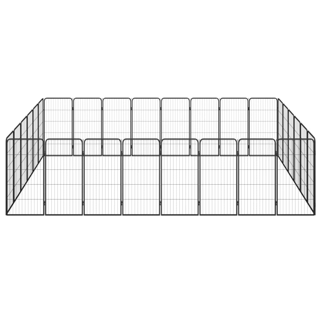 vidaXL Hondenkennel 28 panelen 50x100 cm gepoedercoat staal zwart afbeelding