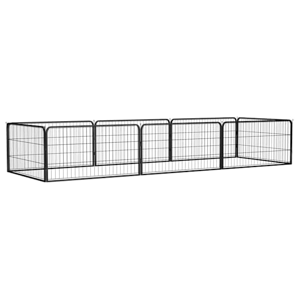 vidaXL 8 paneeliga koera m&auml;nguaed must 100x50 cm pulberv&auml;rvitud teras