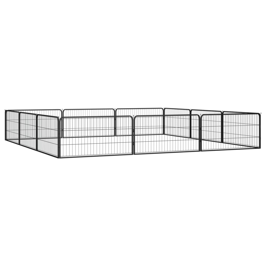Thumbnail - vidaXL 12-tlg. Hundelaufstall Schwarz 100x50cm Stahl Pulverbeschichtet