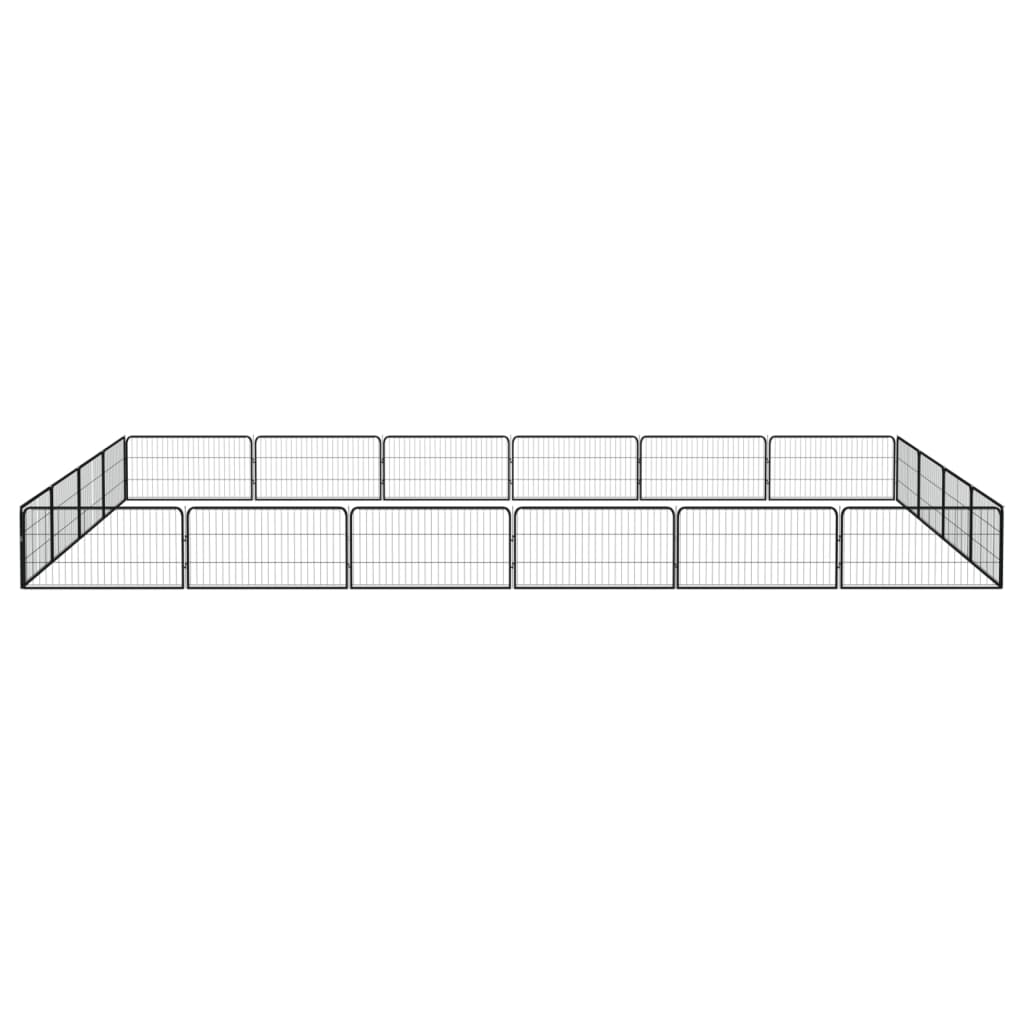 vidaXL Hondenkennel 20 panelen 100x50 cm gepoedercoat staal zwart afbeelding