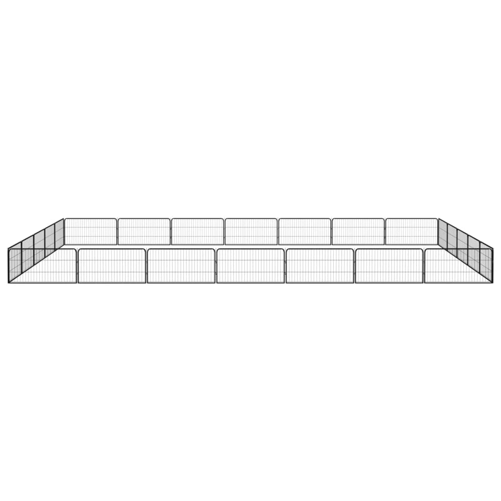vidaXL Țarc câini 24 panouri negru 100x50 cm oțel vopsit electrostatic
