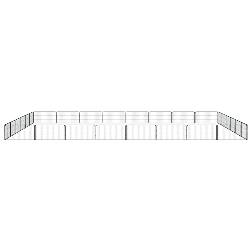 vidaXL Hondenkennel 28 panelen 100x50 cm gepoedercoat staal zwart afbeelding