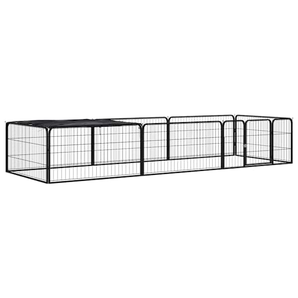 vidaXL 8 paneeliga koera m&auml;nguaed must 100x50 cm pulberv&auml;rvitud teras