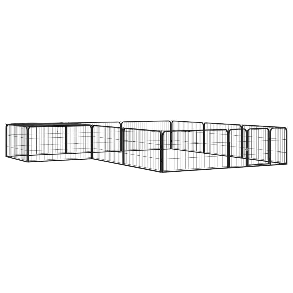 vidaXL Țarc câini 12 panouri negru 100x50 cm oțel vopsit electrostatic