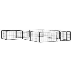 Pasja ograda z 12 paneli črna 100x50 cm prašno barvano jeklo