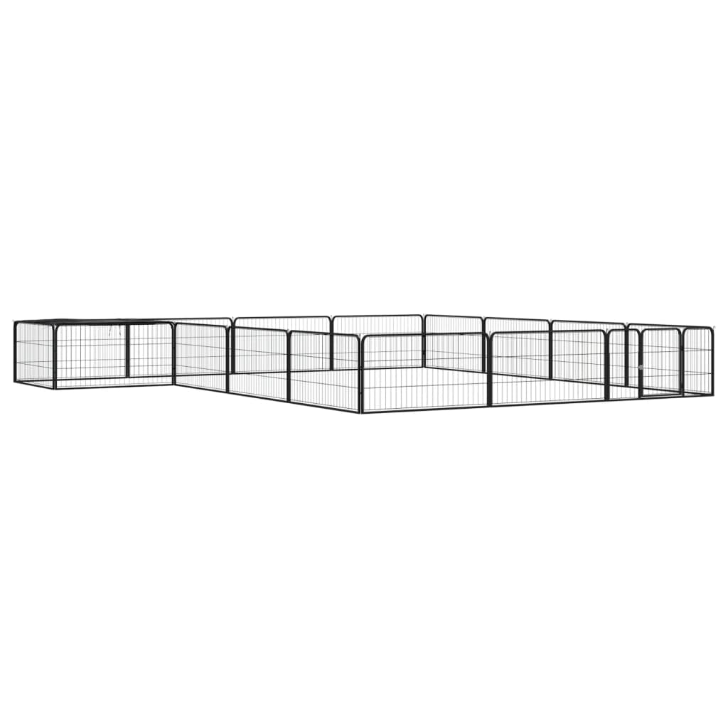 vidaXL Dog Playpen 4 Panels Black 39.4x19.7 Powder-coated Steel