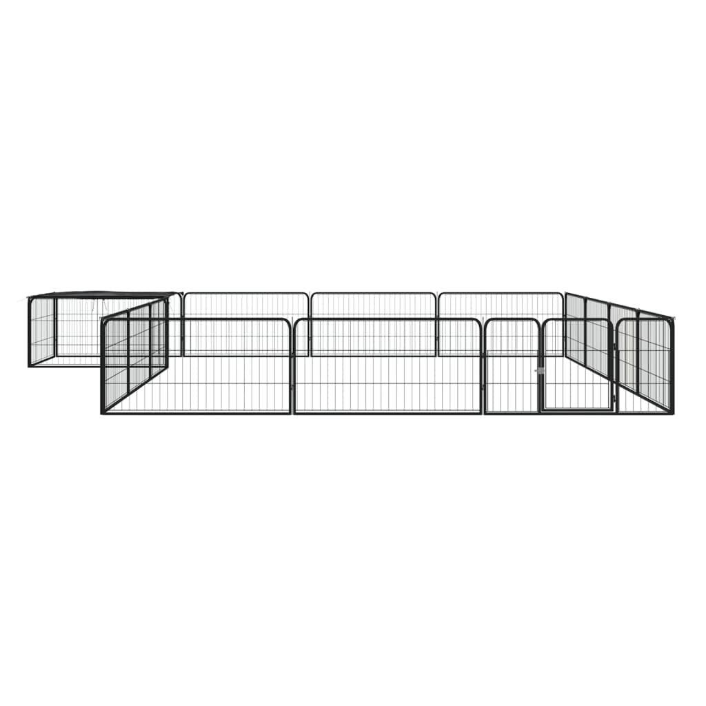 vidaXL Hondenkennel 16 panelen 100x50 cm gepoedercoat staal zwart afbeelding