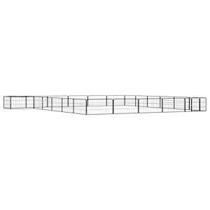 Pasja ograda s 24 paneli črna 100x50 cm prašno barvano jeklo