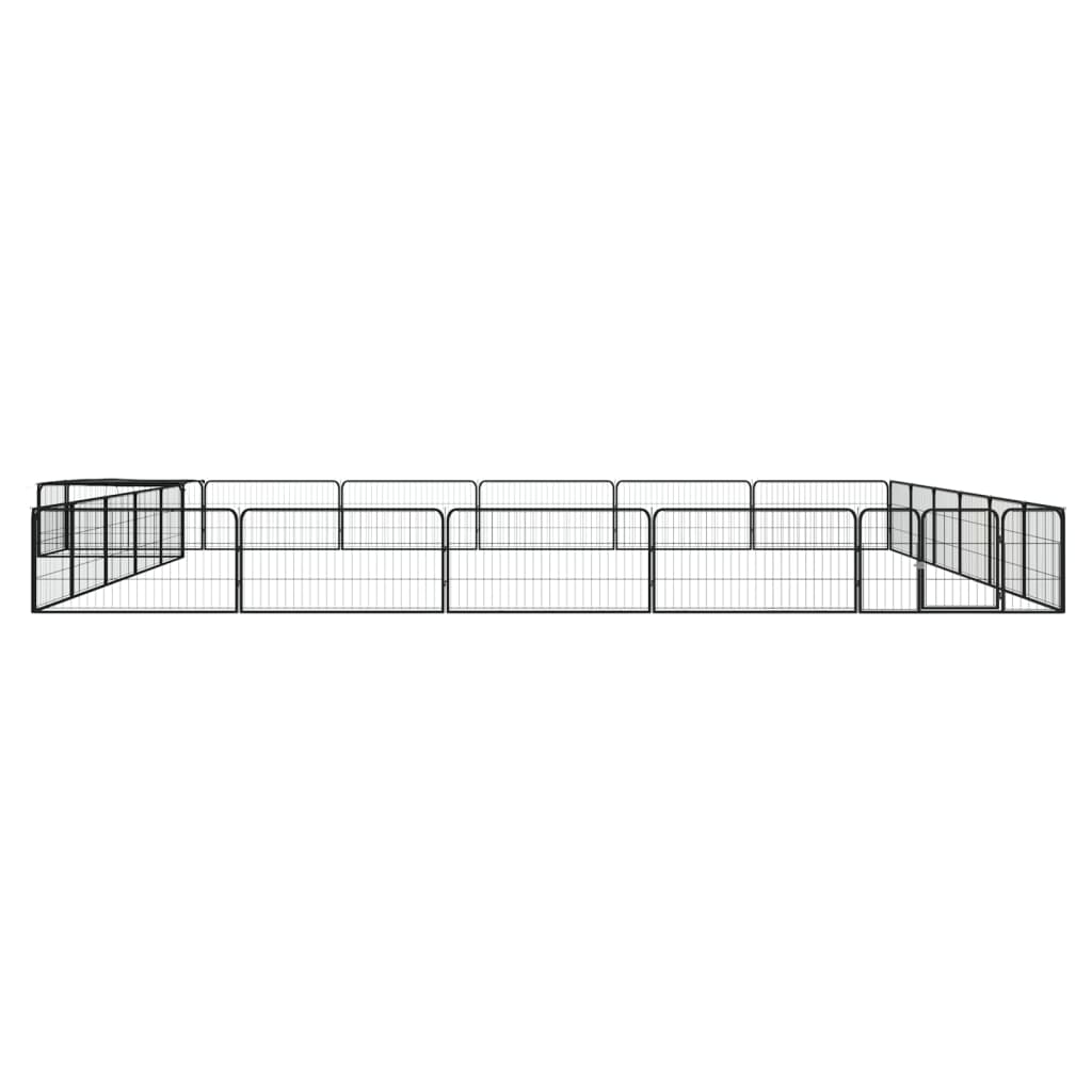 vidaXL Hondenkennel 24 panelen 100x50 cm gepoedercoat staal zwart afbeelding