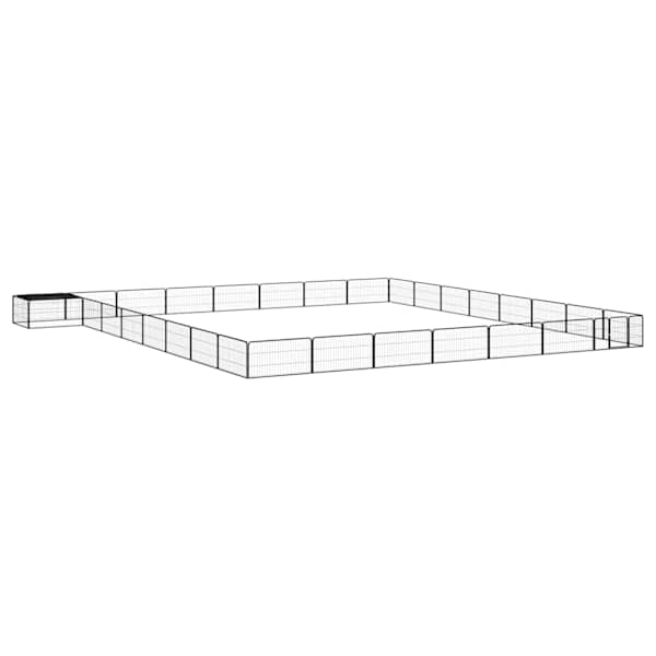 vidaXL 32 paneeliga koera m&auml;nguaed must 100x50 cm pulberv&auml;rvitud teras