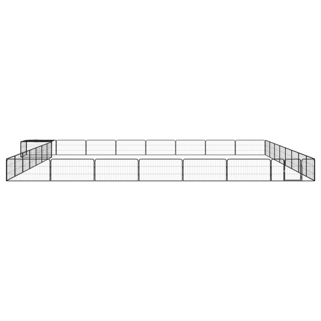 vidaXL Hondenkennel 32 panelen 100x50 cm gepoedercoat staal zwart afbeelding