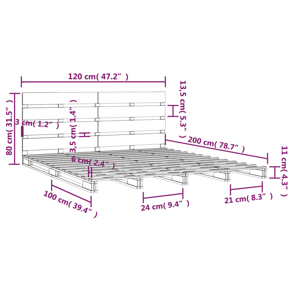 mézbarna tömör fenyőfa ágykeret 120 x 200 cm