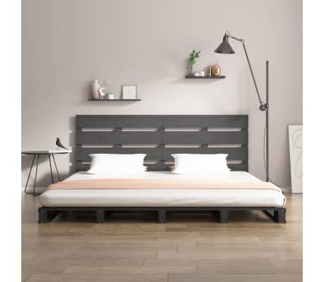 vidaXL Lovos rėmas, pilkos spalvos, 140x200cm, pu&scaron;ies medienos masyvas