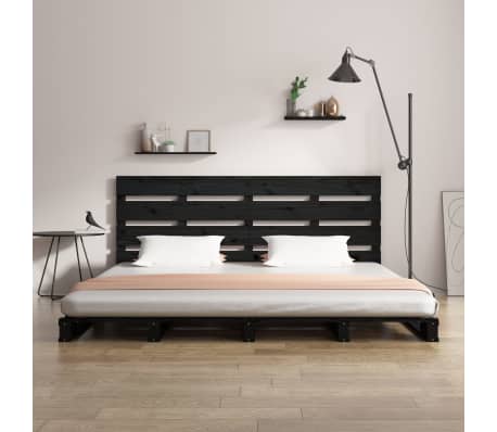 vidaXL Cadre de lit Noir 180x200 cm Bois de pin massif Super King