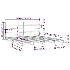 Postel bez matrace bílá 200 x 200 cm masivní borovice - obrázek 12