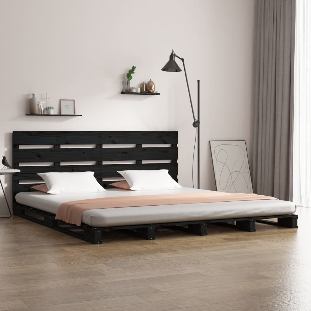 vidaXL Cadru de pat, negru, 200×200 cm, lemn masiv de pin vidaXL imagine 2022