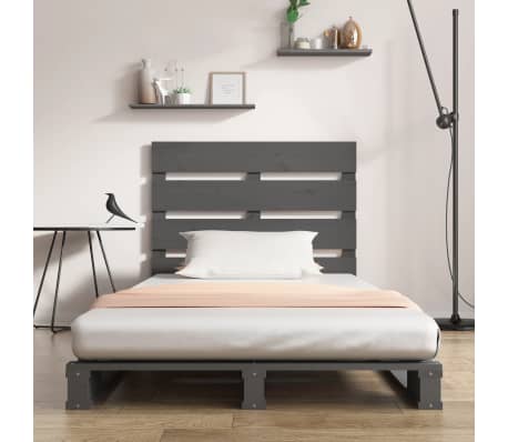 vidaXL Cadre de lit Gris 75x190 cm Bois pin massif Petit simple