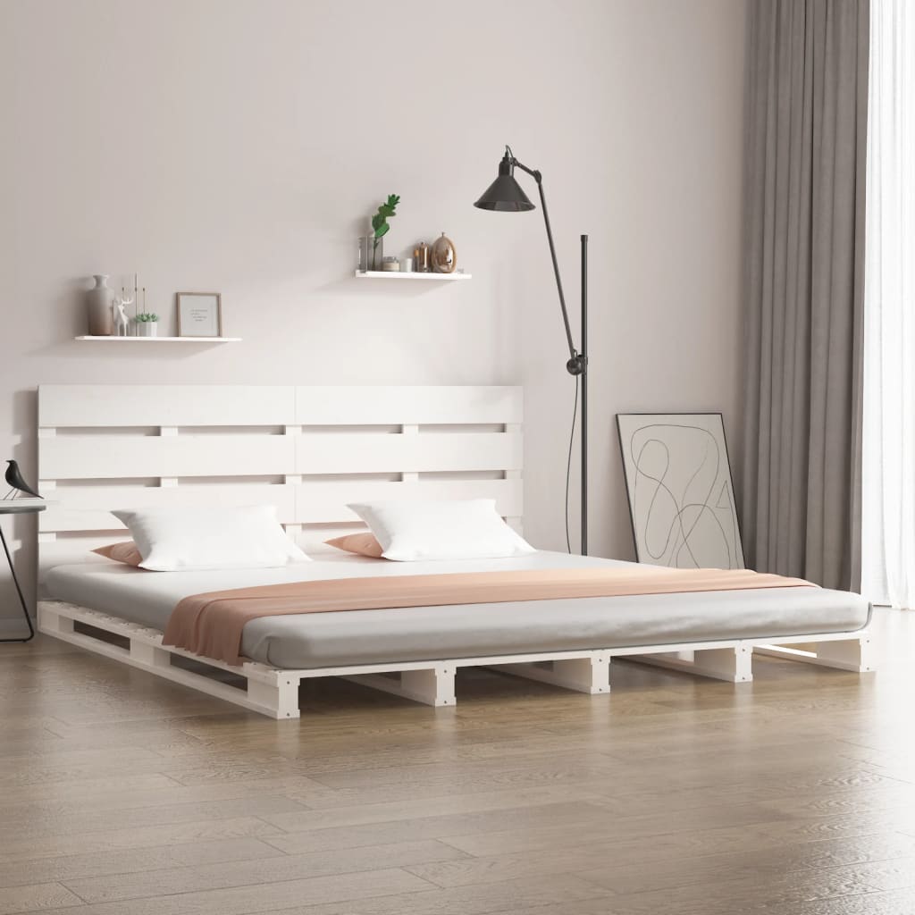 vidaXL Cadre de lit Blanc 135x190 cm Bois de pin massif Double