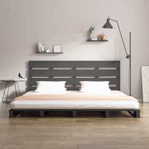 vidaXL Bedframe massief grenenhout grijs 135x190 cm