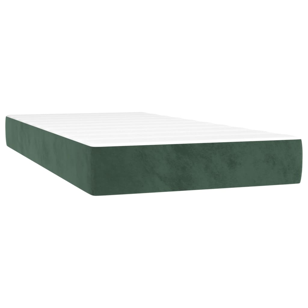 Saltea de pat cu arcuri, verde închis, 90x190x20 cm, catifea