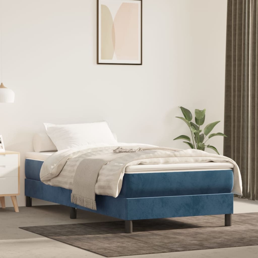 vidaXL Saltea de pat cu arcuri, albastru închis, 90x190x20 cm catifea 90x190x20 imagine 2022 vreausaltea.ro