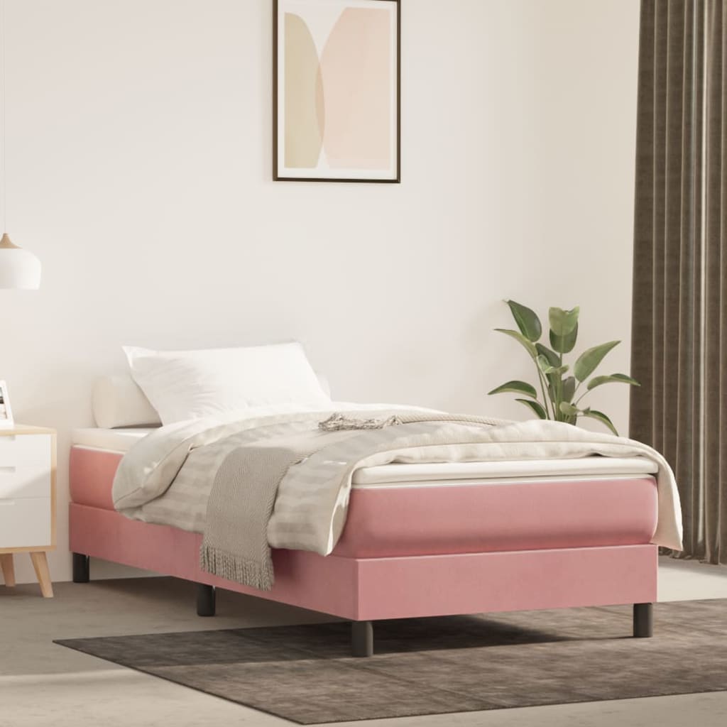 vidaXL Saltea de pat cu arcuri, roz, 90x190x20 cm, catifea 90x190x20 imagine 2022 vreausaltea.ro