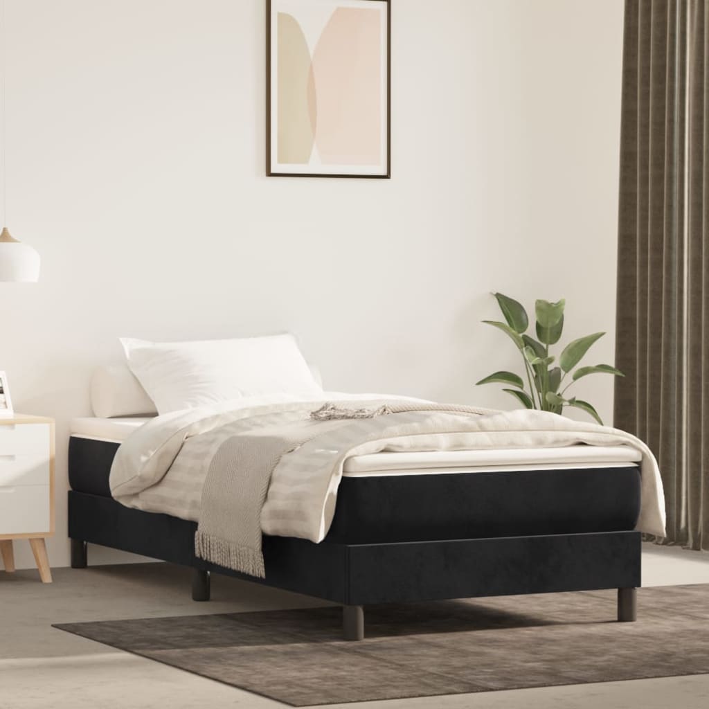 vidaXL Saltea de pat cu arcuri, negru, 90x200x20 cm, catifea 90x200x20 imagine 2022 vreausaltea.ro