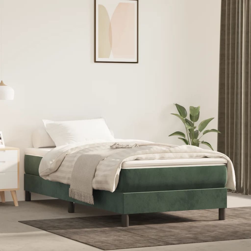 vidaXL Saltea de pat cu arcuri, verde închis, 90x200x20 cm, catifea 90x200x20 imagine 2022 vreausaltea.ro