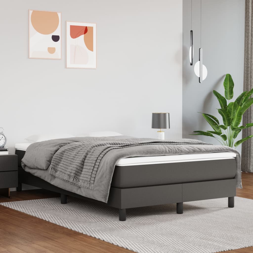 vidaXL Saltea de pat cu arcuri, gri, 120x200x20 cm, piele ecologică 120x200x20 imagine noua