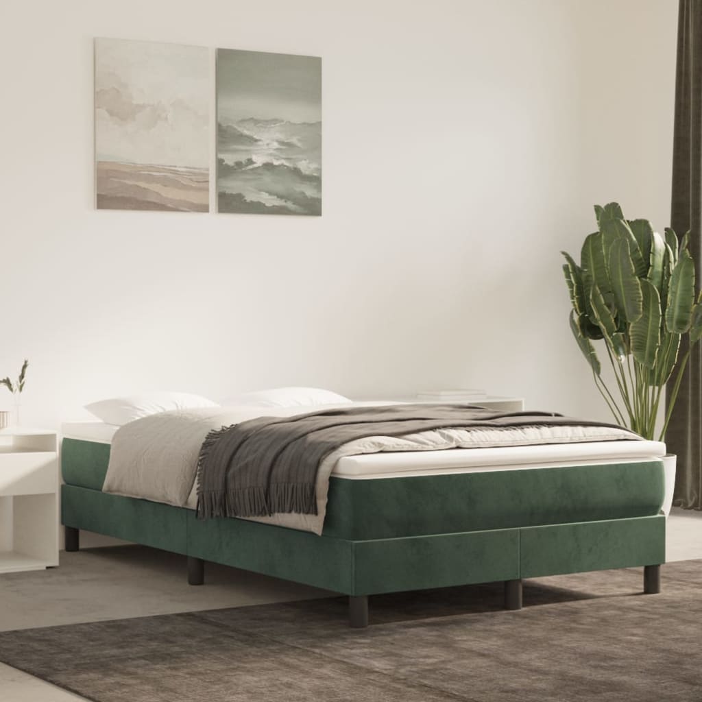 vidaXL Saltea de pat cu arcuri, verde închis, 120x200x20 cm, catifea 120x200x20 imagine 2022 vreausaltea.ro